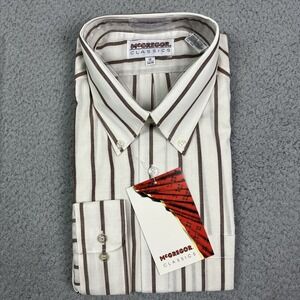 VTG McGregor Classics Mens Shirt Pocket‎ Long Sleeve White & Pinstripe 16 NOS